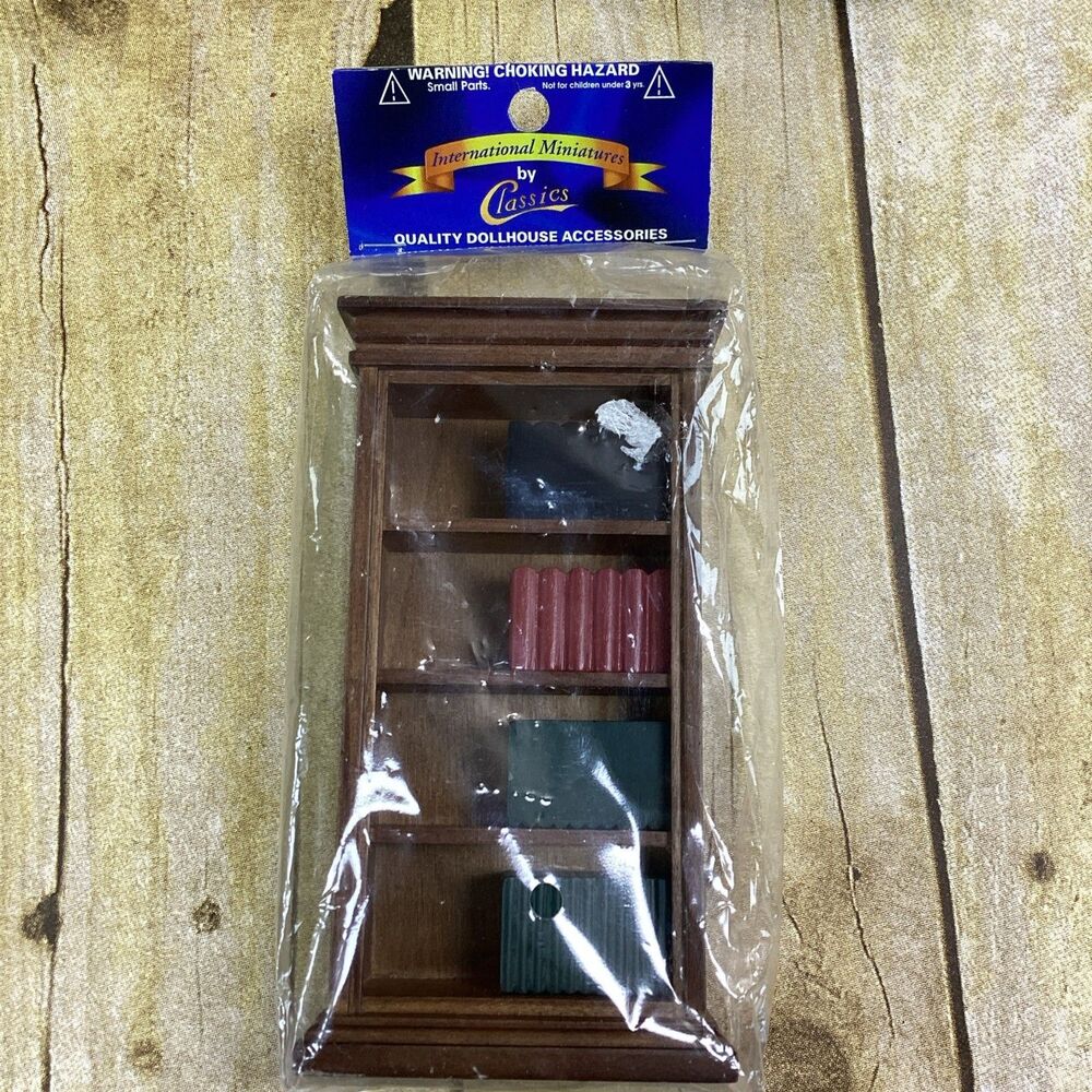 International Miniatures Dollhouse Bookshelf Books Wood 1:12 scale New